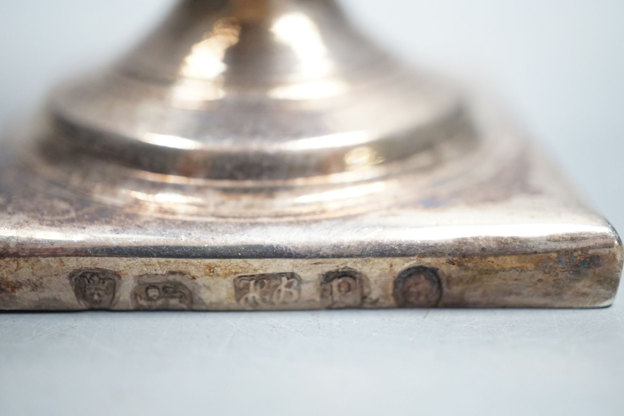 A George III silver helmet shaped cream jug, by Hester Bateman, London, 1790, with later engraved monogram, (repairs) 14cm, 85 grams.